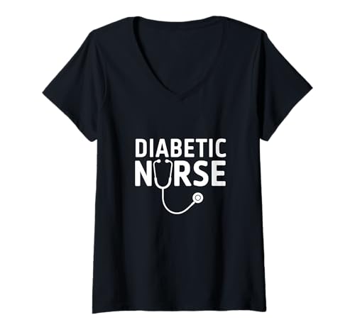 Damen Diabetiker Krankenschwester Stethoskop Motivation T-Shirt mit V-Ausschnitt Damen Diabetiker Krankenschwester Stethoskop Motivation T-Shirt mit V-Ausschnitt von Healthcare Professionals Diabetes Awareness