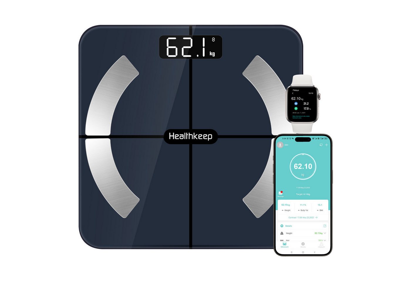Healthkeep Körper-Analyse-Waage Smart-Waage für 13 Körperdaten Präzise Analyse Bluetooth-Verbindung, Misst 13 Körperdaten und synchronisiert sie mit deiner Smartphone-App, Android und iOS Max. 180kg/400lb/28st Healthkeep Körper-Analyse-Waage Smart-Waage für 13 Körperdaten Präzise Analyse Bluetooth-Verbindung, Misst 13 Körperdaten und synchronisiert sie mit deiner Smartphone-App, Android und iOS Max. 180kg/400lb/28st von Healthkeep