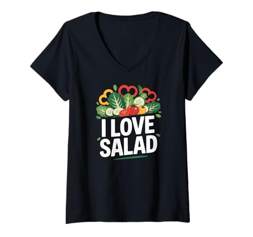 Damen I Love Salad Fresh Vegetables Grün T-Shirt mit V-Ausschnitt Damen I Love Salad Fresh Vegetables Grün T-Shirt mit V-Ausschnitt von Healthy Eating Vegetable Lover Freshly