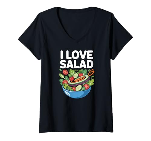 Damen Ich Liebe Salad Fresh Veggie Delight T-Shirt mit V-Ausschnitt Damen Ich Liebe Salad Fresh Veggie Delight T-Shirt mit V-Ausschnitt von Healthy Living Salad Enthusiasts