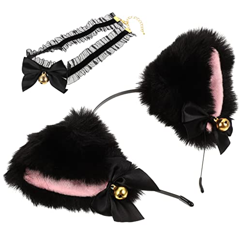 Healvian 1satz Katzenohren Haarschmuck Mit Dekorativer Halskette Und Bunten Schleifen Kreatives Cosplay-accessoire Für Partys Und Kostüme Bequem Und Leicht Für Erwachsene von Healvian
