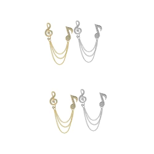 2 Sätze Krawattennadel Broschen Für Herren Rhinestone Musiknote Anstecknadeln Mit Ketten Stilvolle Metallpins Für Formelle Anlässe 2 Stück * 2 von Healvian