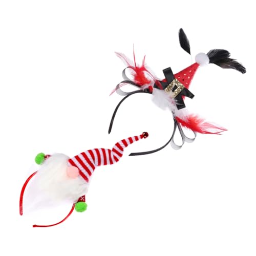 2 Stück Weihnachtsstirnband Weihnachtsdekoration Kopfband Stirnbänder Weihnachtsparty Zubehör Weihnachtsglitzer Kopfbedeckung Weihnachtshaarreifen Kostüm Haarschmuck Healvian von Healvian