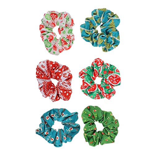 Healvian 6stücke Teiliges Weihnachts-haargummis Elastische Scrunchies Für Damen Mit Festlichen Motiven Geschenkbänder Weihnachtsbaum Reh Schneeflocken Für Festliche Outfits Und von Healvian