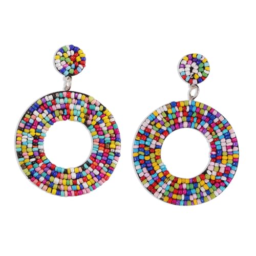 Healvian Boho Perlenohrringe Für Damen Bunte Statement Ohrringe Hypoallergen Handgefertigte Sommerohrringe Stilvolle Ohrhänger Für Frauen von Healvian