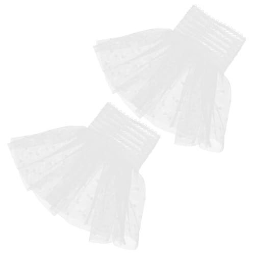 Healvian 1 Paar Bündchen mit Spitzenbesatz Dekoration zierlich Zubehör Kind Spitzenarmbänder Handmanschette Spitzenmanschette Fingerlose Spitzenhandschuhe Chiffon Weiß von Healvian