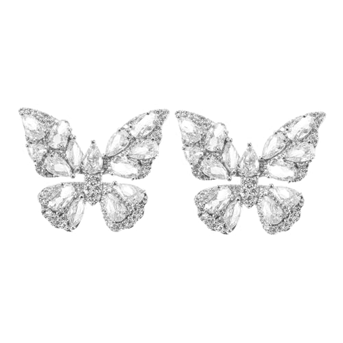 Healvian 1 Paar Butterfly Clip Ohrringe für Damen Glitzernde Ohrklemmen nicht Durchstochen Vielseitig für Langlebig und Leicht für Formelle und Outfits von Healvian