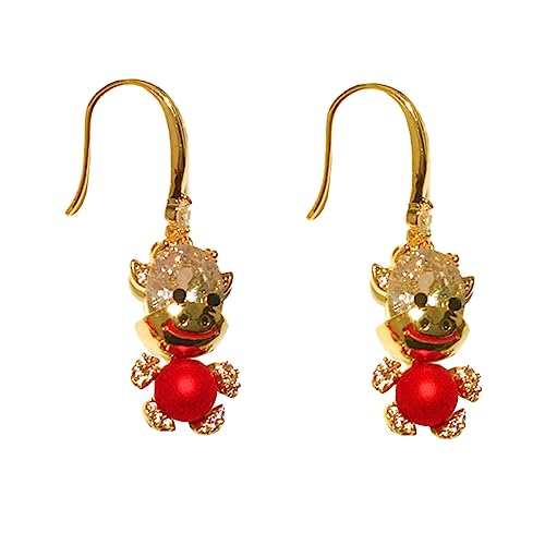 Healvian 1 Paar Cartoon Ohrringe mit Silber Ohrhaken Kreative Tier Ear Decorations für Neue Jahr Damen Ohrstecker von Healvian