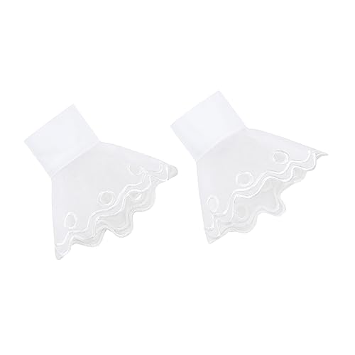 Healvian 1 Paar Chiffon Handgelenk Manschetten mit Spitzenverzierung Fake Ärmelaufsätze für Damen Vielseitiges Kleidungsaccessoire für Partys Alltagsmode von Healvian