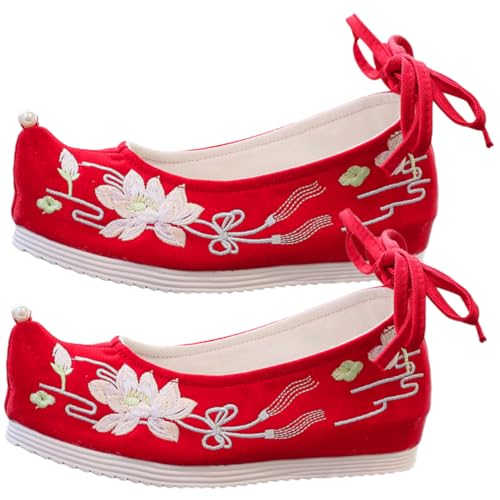 Healvian 1 Paar Chinesische Hausschuhe mit Verstecktem Keilabsatz Hanfu Schuhe für Damen Bequeme Leichte Freizeitschuhe mit Dreidimensionaler Blumenstickerei für Hanfu Vintage Design Healvian 1 Paar Chinesische Hausschuhe mit Verstecktem Keilabsatz Hanfu Schuhe für Damen Bequeme Leichte Freizeitschuhe mit Dreidimensionaler Blumenstickerei für Hanfu Vintage Design von Healvian