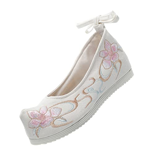 Healvian 1 Paar Damen Seidenschuhe im Chinesischen Retro Stil Bestickte Hanfu Schuhe mit Innenhöhe für Festliche Anlässe und Bühnenauftritte Weiß Healvian 1 Paar Damen Seidenschuhe im Chinesischen Retro Stil Bestickte Hanfu Schuhe mit Innenhöhe für Festliche Anlässe und Bühnenauftritte Weiß von Healvian