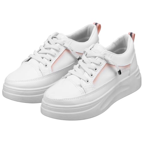 Healvian 1 Paar Damen Sneakers mit Dicker Sohle Weiße Flache Freizeit Schuhe Einfach zu Reinigen und Langlebig für Alltag und Besondere Anlässe Healvian 1 Paar Damen Sneakers mit Dicker Sohle Weiße Flache Freizeit Schuhe Einfach zu Reinigen und Langlebig für Alltag und Besondere Anlässe von Healvian