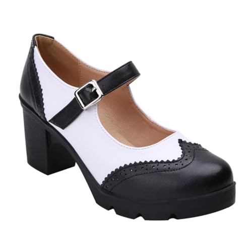Healvian 1 Paar Damenschuhe Aus Leder Schuhe Mit Riemenschnalle Lederschuhe Weibliche Klobige Absätze Schuhe Mit Mittlerem Absatz Frauenplattformschuhe Obermaterial: Hühnerflaum Weiß Healvian 1 Paar Damenschuhe Aus Leder Schuhe Mit Riemenschnalle Lederschuhe Weibliche Klobige Absätze Schuhe Mit Mittlerem Absatz Frauenplattformschuhe Obermaterial: Hühnerflaum Weiß von Healvian