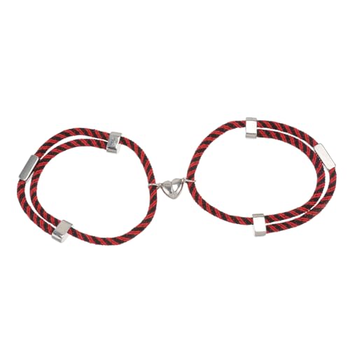 Healvian 1 Paar Edelstahlarmband Handgelenk Seil Schnallenarmband aus Edelstahl einfaches Handgelenkseil Handgelenkskette Handseil Unisex -Armband gestricktes Handgelenkseil Nylon rot von Healvian