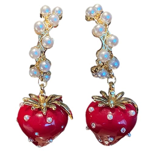 Healvian 1 Paar Erdbeer Pearl Ohrringe Damen Hänger mit Imitationsperlen Einzigartiger Schmuck für Besondere Anlässe für Frauen Healvian 1 Paar Erdbeer Pearl Ohrringe Damen Hänger mit Imitationsperlen Einzigartiger Schmuck für Besondere Anlässe für Frauen von Healvian