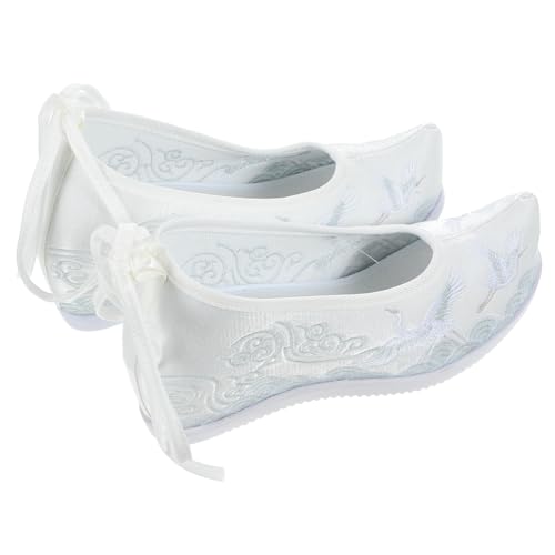 Healvian 1 Paar Ethnische Bestickte Stoffschuhe für Damen Weiße Vintage Hanfu Ballerinas mit Wedge Absatz Atmungsaktiv für Kulturelle Anlässe Festliche Veranstaltungen Healvian 1 Paar Ethnische Bestickte Stoffschuhe für Damen Weiße Vintage Hanfu Ballerinas mit Wedge Absatz Atmungsaktiv für Kulturelle Anlässe Festliche Veranstaltungen von Healvian
