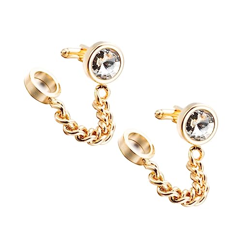 Healvian 1 Paar Gold-plattierte Kristallmanschettenknöpfe Manschette verbindet das Geschäft Manschettenlinks Hemd-Accessoire Manschettenknöpfe herren die Kette Golden von Healvian