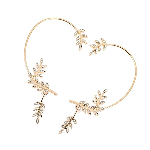 Healvian 1 Paar Goldener Zweig und Jadeblattohrringe Ohrclip mit Strasssteinen Ohrschmuck Knorpel Ohrclip aus Strass Ohrringclip Ohrknochenclip Ohrenschmuck Legierung Silver von Healvian