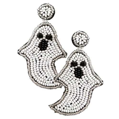 Healvian 1 Paar Hänger Handgefertigte Spooky Ghost Ohrringe Reisperlen Dangle Ohrringe für Damen Partys Besondere Anlässe Langlebig Healvian 1 Paar Hänger Handgefertigte Spooky Ghost Ohrringe Reisperlen Dangle Ohrringe für Damen Partys Besondere Anlässe Langlebig von Healvian