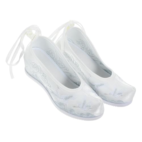 Healvian 1 Paar High-End-Hanfu-Schuhe Tuch Hochzeit Bestickt Schuhe Männer Stickereischuhe für Frauen Chinesische Stickschuhe Chinesische Stoffschuhe Obermaterial: Stoff Weiß von Healvian