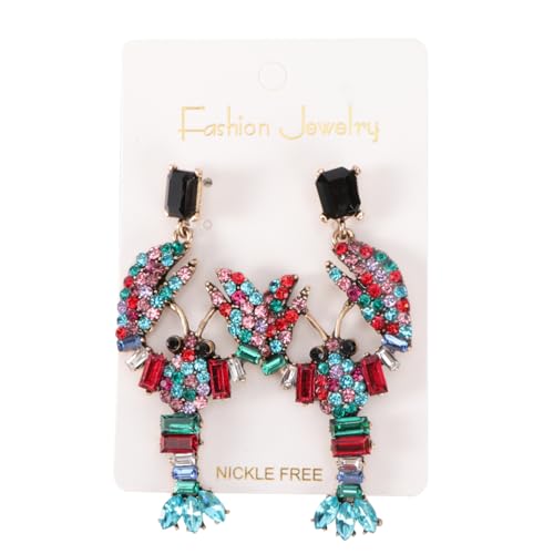 Healvian 1 Paar Hummerohrringe Stellungnahme Für Ohranhänger Aus Legierung Ohrschmuck Dangle Ohrringe Übertriebener Ohrring Damenanhänger Nachahmung Bohrer Colorful von Healvian