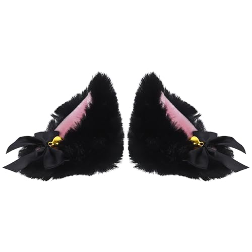 Healvian 1 Paar Katzenohren-Haarspange mit Glöckchen, Halloween-Zubehör für Frauen, niedliche Cosplay-Requisite für Partys und Festivals, bequemes und einzigartiges Design, zufällige Farbe von Healvian