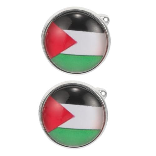 Healvian 1 Paar Manschettenknöpfe für Herren mit Palästinensischer Flagge Dekorative Knöpfe für Stilvolle Hemden Langlebiges Design für Hochzeiten und Besondere Anlässe von Healvian