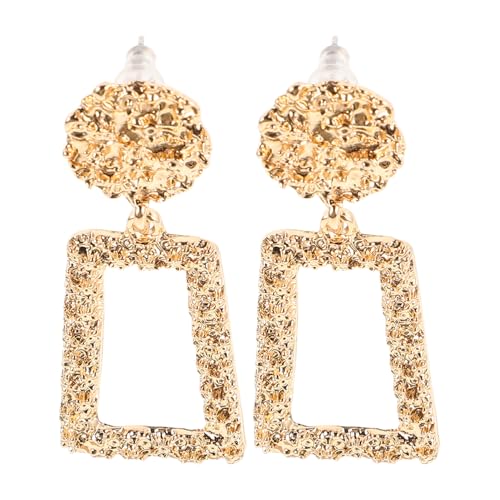 Healvian 1 Paar Modeohrringe Für Frauen Geometrische Ohrringe Strass-ohrringe Für Frauen Rechteckige Ohrringe Statement-ohrring Legierung Golden von Healvian