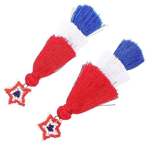 Healvian 1 Paar Of July Sternen Ohrhänger mit Fransen Patriotische Ohrringe für Frauen Handgefertigte Ohrringe Feierlichkeiten Healvian 1 Paar Of July Sternen Ohrhänger mit Fransen Patriotische Ohrringe für Frauen Handgefertigte Ohrringe Feierlichkeiten von Healvian