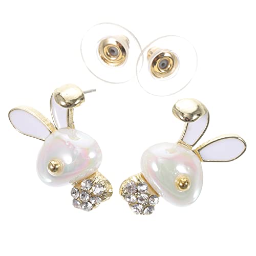 Healvian 1 Paar Ohrringe Kaninchen Design Kawaii Ohrringe für Damen Statement Ohrstecker mit Perlen für Festivals und Feiertage von Healvian