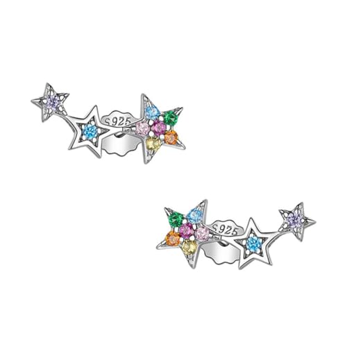 Healvian 1 Paar Ohrringe Mit Sterlingsilberzirkon Nieten Stern-ohr-dekore Für Silberne Sternohrstecker Zucht Sterne Ohr Manschette Ohrringe S925 Sterlingsilber Colorful von Healvian