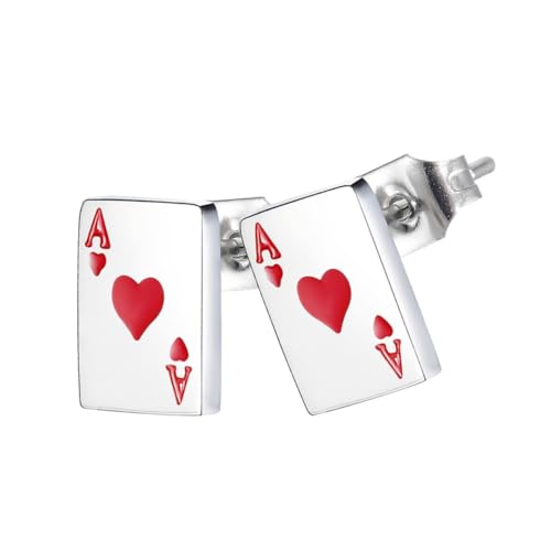 Healvian 1 Paar Ohrschmuck Sterling Mädchen Poker Modellierung Ohrstecker Modeaccessoire Ohranhänger für Mädchen Ohrtropfen-Schmuck Mädchen Ohr Stahl rot Healvian 1 Paar Ohrschmuck Sterling Mädchen Poker Modellierung Ohrstecker Modeaccessoire Ohranhänger für Mädchen Ohrtropfen-Schmuck Mädchen Ohr Stahl rot von Healvian