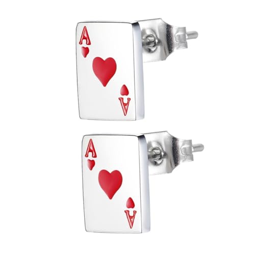 Healvian 1 Paar Ohrschmuck Sterling Mädchen Poker Modellierung Ohrstecker Modeaccessoire Ohranhänger für Mädchen Ohrtropfen-Schmuck Mädchen Ohr Stahl rot von Healvian