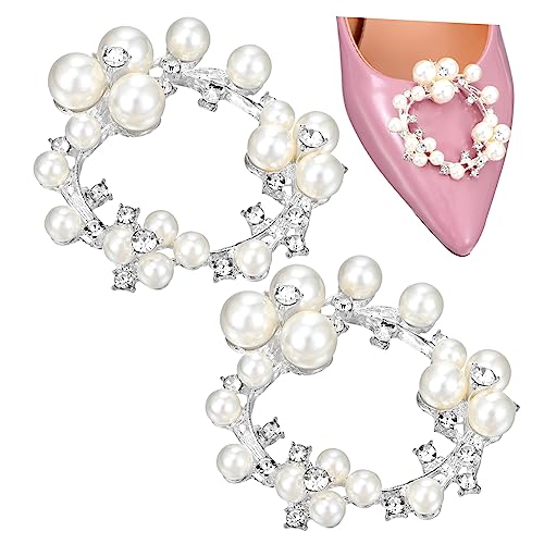 Healvian 1 Paar Perlen Schuhclips für Damen Abnehmbare Schuhdekorationen für Hochzeit Abschlussball Partys Hochwertige und Kunststoffmaterialien Einfache Anwendung Stilvolles Design von Healvian