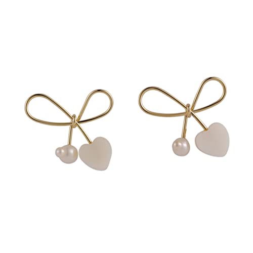 Healvian 1 Paar Perlenohrringe Nieten klein Zucht Bogen hochzeitsgeschenk weibliche Ohrringe frauen Ohrstecker einfache Design-Ohrringe Legierung von Healvian