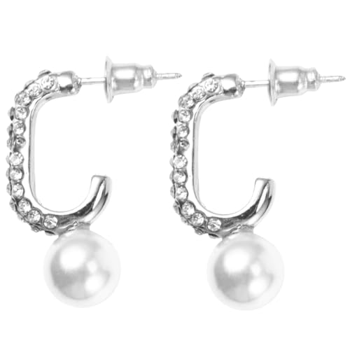 Healvian 1 Paar Perlenohrringe Zierlich Creolen Damen Schmuck Für Frauen Sterling Frau Ohrtropfen Modeohrringe Silber von Healvian