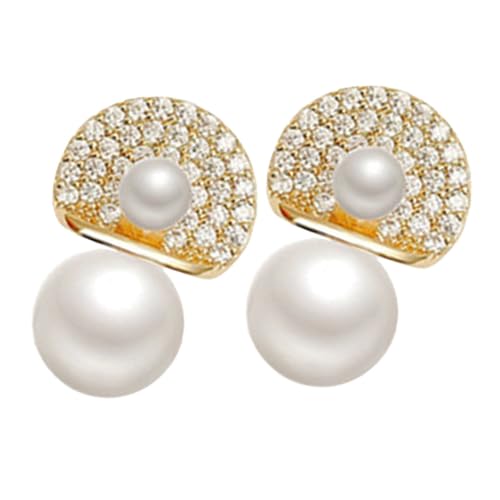 Healvian 1 Paar Perlenohrringe klein Zucht Diamant Nieten Trendy Perlenohrschmuck Ohrring für Frau dekorative Ohrringe Partydekor weibliches Accessoire Kupfer Golden von Healvian