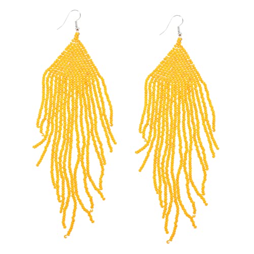 Healvian 1 Paar Quastenohrringe Damen Handgefertigte Boho Ohrhänger mit Langen Fransen Vintage Partys Strand Bead Dangle Earrings von Healvian