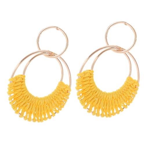 Healvian 1 Paar Raffia Ohrringe für Frauen Leichte Geometrische Ohrringe Sommerliche Strand Accessoires Geburtstagsfeiern Abendkleider von Healvian