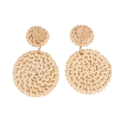 Healvian 1 Paar Rattan Woven Ohrringe für Frauen Handgemachte Holz Eardrops Boho Leichte Umweltfreundliche Ohrringe für Damen Partys Weiß Healvian 1 Paar Rattan Woven Ohrringe für Frauen Handgemachte Holz Eardrops Boho Leichte Umweltfreundliche Ohrringe für Damen Partys Weiß von Healvian