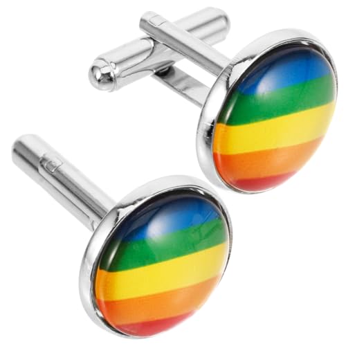 Healvian 1 Paar Regenbogen-Manschettenknöpfe Arm ihn Ärmel Männer Shirt Hemden Smoking Coole Manschettenknöpfe für Männer Manschettenknöpfe herren Zinklegierung von Healvian