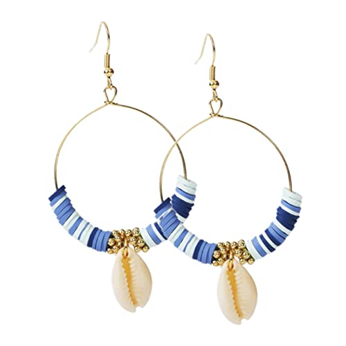 Healvian 1 Paar Schale Perlenohrringe Creolen Damen goldene Ohrringe baumeln klobig groß Strandzubehör Reifen hübsche Ohrringe Ohrhänger für Frauen im Boho-Stil Legierung von Healvian