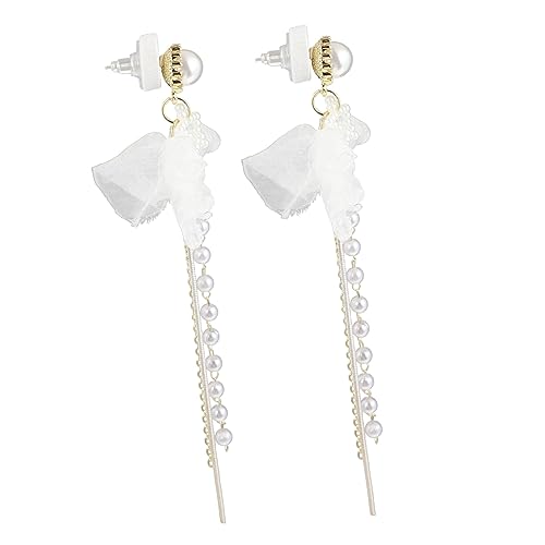 Healvian 1 Paar Schleifen Perlen Ohrhänger für Damen Stoffohrringe mit Quasten Einzigartigem Design Stilvolle Outfits Healvian 1 Paar Schleifen Perlen Ohrhänger für Damen Stoffohrringe mit Quasten Einzigartigem Design Stilvolle Outfits von Healvian