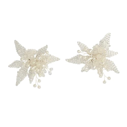 Healvian 1 Paar Schuhschnallen Perlen und Abnehmbare Blumen Schuhe Dekoration für Damen Schmuck Clips für Flache Schuhe Stiefel Sandalen und High Heels Stilvolle und Auffällige Accessoires von Healvian