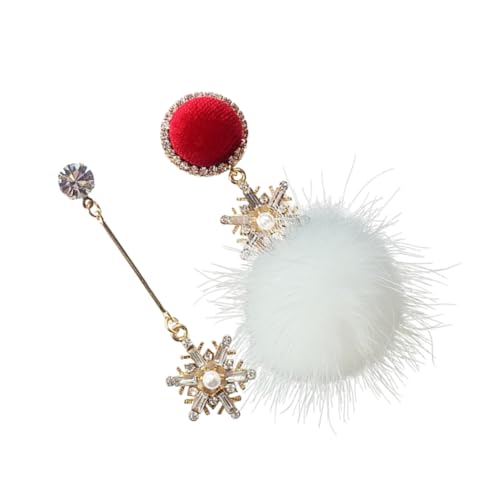 Healvian 1 Paar Silber Ohrstecker mit Asymmetrischem Schneeflocken Haarball Design für Damen Party Ohrringe für Jede für Familie und Freunde von Healvian