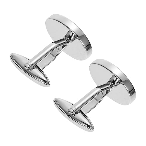 Healvian 1 Paar Silberne Manschettenknöpfe Einfache Ovalform für Herren Stilvolle Knöpfe zur Verschönerung von Hemden Hochwertige Kleidung Accessoires Austausch Defekter Knöpfe von Healvian