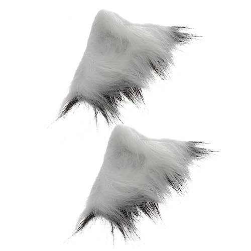 Healvian 1 Paar Simulierter Tierkopfschmuck Plüsch Tierohr Haarnadeln Haarspangen für Mädchen Haustier Ohren Haarklammer Party-Haarschmuck Haarzubehör Stoff Weiß von Healvian
