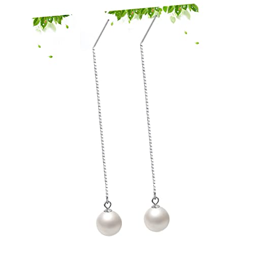 Healvian Damenohrringe Aus Sterlingsilber Modische Lange Quasten-ohrhänger Mit Perlen Schmuck Für Frauen Und Mädchen Silber von Healvian