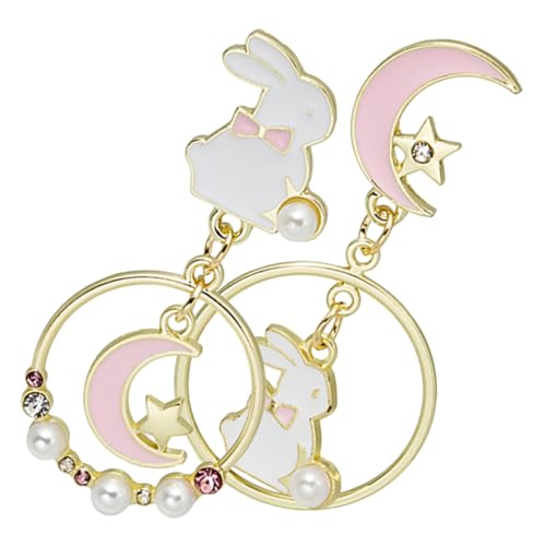 Healvian 1 Paar Süße Bunny Ohrringe für Frauen Kreative Sterne Design Drop Ohrringe Hochwertigem für Partys Ohrschmuck für Einen Bezaubernden Look von Healvian