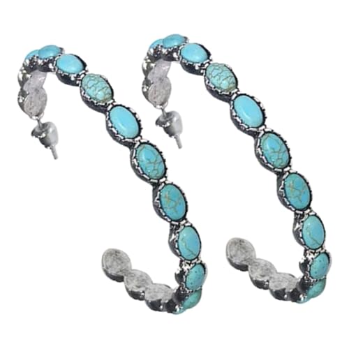 Healvian 1 Paar Vintage Metallohrringe mit Türkis Elementen Große Creolen für Damen Stilvolle Ohrringe für Besondere Anlässe Einzigartiger Schmuck für Frauen Healvian 1 Paar Vintage Metallohrringe mit Türkis Elementen Große Creolen für Damen Stilvolle Ohrringe für Besondere Anlässe Einzigartiger Schmuck für Frauen von Healvian